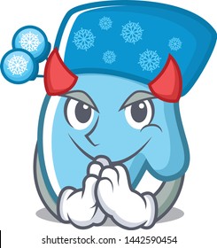 Devil winter gloves put wooden cartoon table