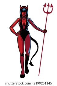 Devil Women Stand pose Logo mascot