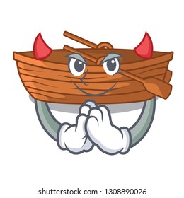Devil wooden boat sail at sea character