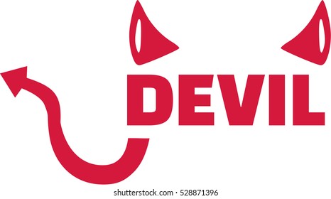 Devil Word Horns Tail Stock Vector (Royalty Free) 528871396 | Shutterstock