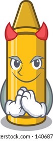 Devil yellow crayon in the cartoon wallet