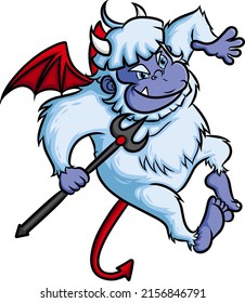 The devil yeti is flying and anger of illustration