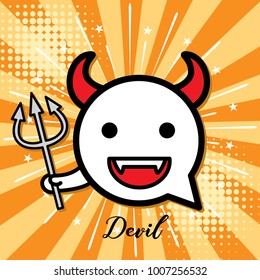 Devil.Cartoon faces expressions and elements with halftone shadows,Emotions icon in pop art style, vector illustration. 