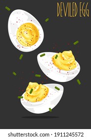 Huevo desviado. Huevos con Paprika. Ilustración del vector 