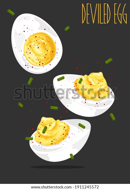 Deviled egg. Deviled Eggs with Paprika. Vector\
illustration 