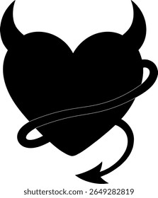 Devilish Broken Heart silhuet Vector Illustration