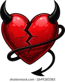 Devilish Broken Heart Vector Illustration