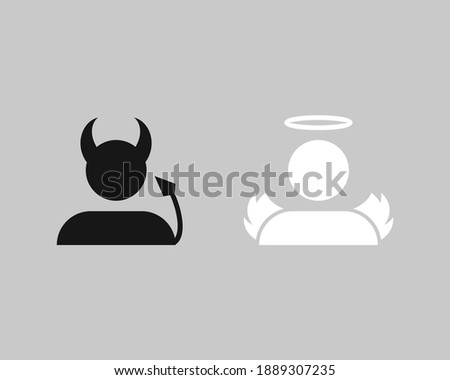 Devils and angels avatar icon. Bad and good,  negative and positive. Illustration vector