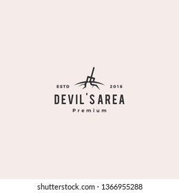 devil's area ground pitch fork logo vector icon illustration