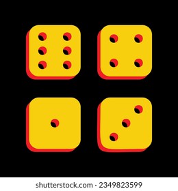 Devils bones, Ivories sign. 3D Extruded Yellow Icon with Red Sides a Black background. Illustration.