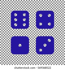 Devils bones, Ivories sign. Blue icon on transparent background.