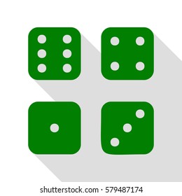 Devils bones, Ivories sign. Green icon with flat style shadow path.