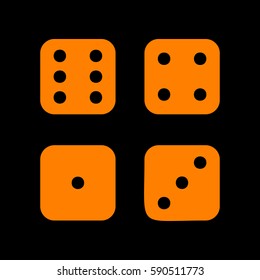 Devils bones, Ivories sign. Orange icon on black background.