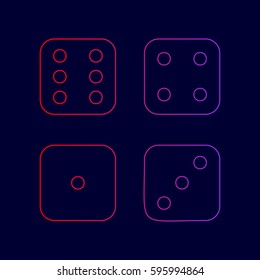 Devils bones, Ivories sign. Vector. Line icon with gradient from red to violet colors on dark blue background.