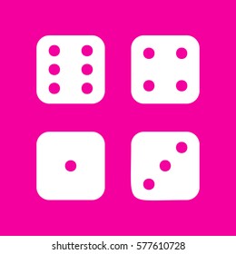 Devils bones, Ivories sign. White icon at magenta background.