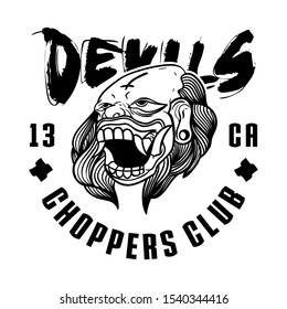 Devils Chopper Club Logo Custom Motorcycle