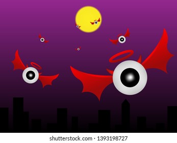 Devil's eyes are flying out to haunt.
