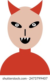 Devil's face art profile picture vector illustration