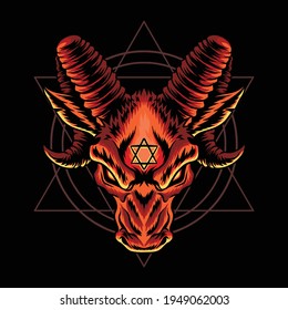 devil's goat head as a metal rock band logo vector artwork