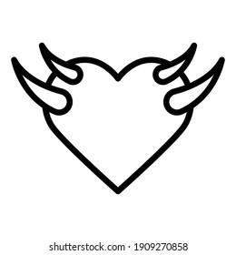 devils heart and wings vector illustration, isolated on white background