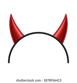 Devils horns head gear isolated on white background. Demon Or Satan Horns Symbol, Sign, Icon. Vector illustration