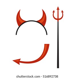 Devils horns head gear with trident and tail svg