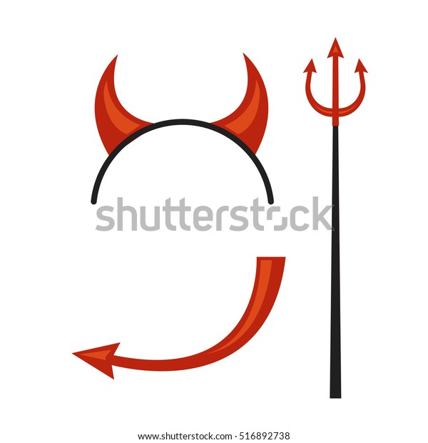 Devils Horns Head Gear Trident Tail Stock Vector (Royalty Free) 516892738