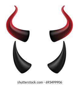 Devils Horns Vector. Isolated On White Background Illustration. Halloween Evil Horns