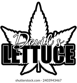 devils lettuce marijuana weed black vector graphic design and cut file