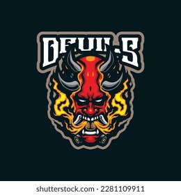 Devils mascot logo design with modern illustration concept style for badge, emblem and tshirt printing. Angry devils illustration.