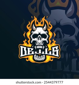 Devils mascot logo design with modern illustration concept style for badge, emblem and t shirt printing. Skull devils illustration.