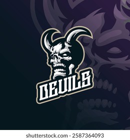 Devils mascot logo design with modern illustration concept style for badge, emblem and t shirt printing. Skull devils illustration.