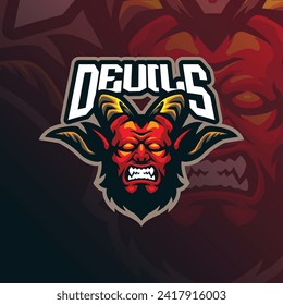 Devils mascot logo design vector with modern illustration concept style for badge, emblem and t shirt printing. Devils head illustration for sport an esport team.