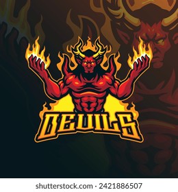 Devils mascot logo design vector with modern illustration concept style for badge, emblem and t shirt printing. Angry devils illustration for sport and esport team.