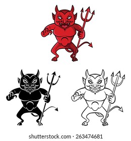 Devils set collection,isolated on white background.Vector illustration