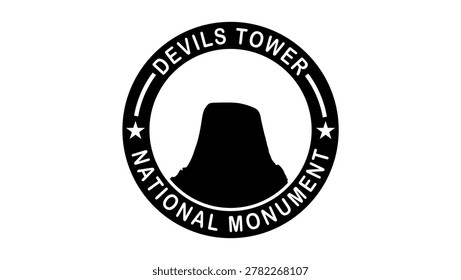 Devils Tower National Monument, black isolated vector silhouette