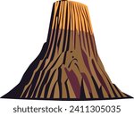Devils Tower National Monument in Wyoming, U.S.A. vector illustration