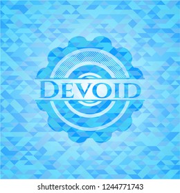 Devoid light blue emblem with triangle mosaic background