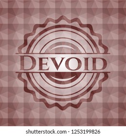 Devoid red seamless emblem with geometric pattern background.