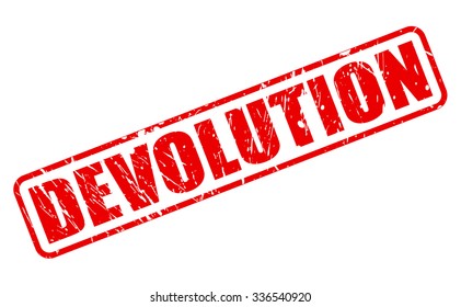 DEVOLUTION red stamp text on white