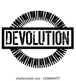 DEVOLUTION stamp on white