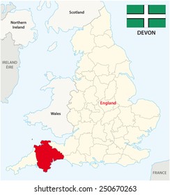 devon county map with flag