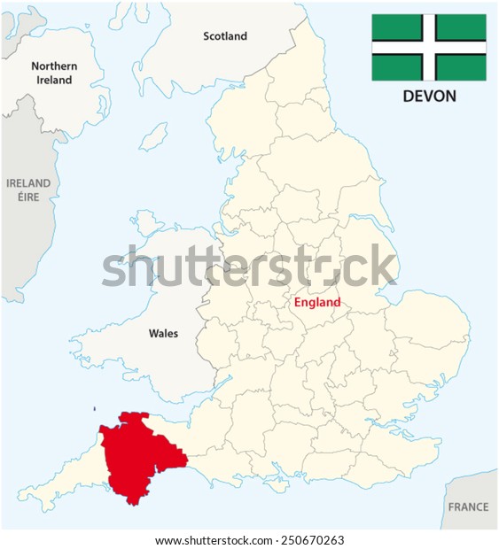 Devon County Map Flag Stock Vector (Royalty Free) 250670263