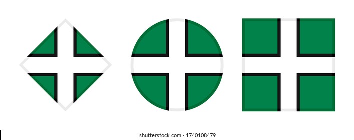 conjunto de iconos de la bandera devon aislado en fondo blanco