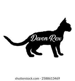 Devon Rex cat silhouette, cat, cat breeds, logo, vector, silhouette,  animal, illustration, icon, sign, design, black, symbol, pet, love
