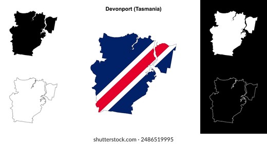 Devonport (Tasmania) outline map set