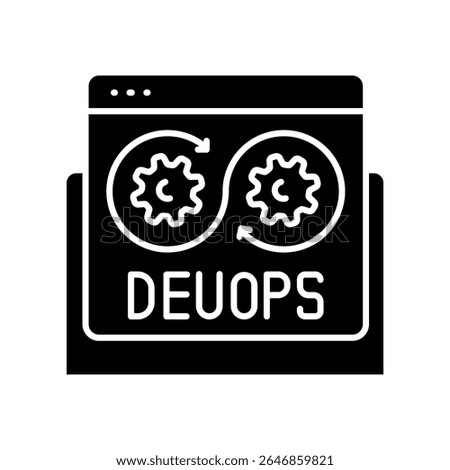 DevOps automation black flat icon for digital and print projects.  Minimal clean icons for apps and websites. Modern simple icons for UI UX and branding