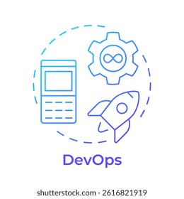 DevOps blue gradient concept icon. Software development, technology. Efficiency, productivity. Round shape line illustration. Abstract idea. Graphic design. Easy to use in blog post, presentation