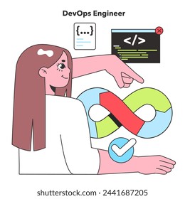 A DevOps Engineer integrates development and operations, illustrating the seamless synergy between coding and system management in IT.