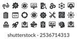 DevOps glyph solid icons collection. Containing development, operations, process, build, product. Minimal icon and symbol series vector illustration